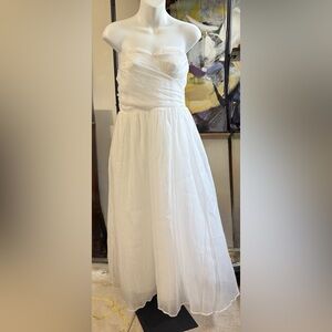 Lulu's Fairytale Design White Organza Strapless A-Line Dress